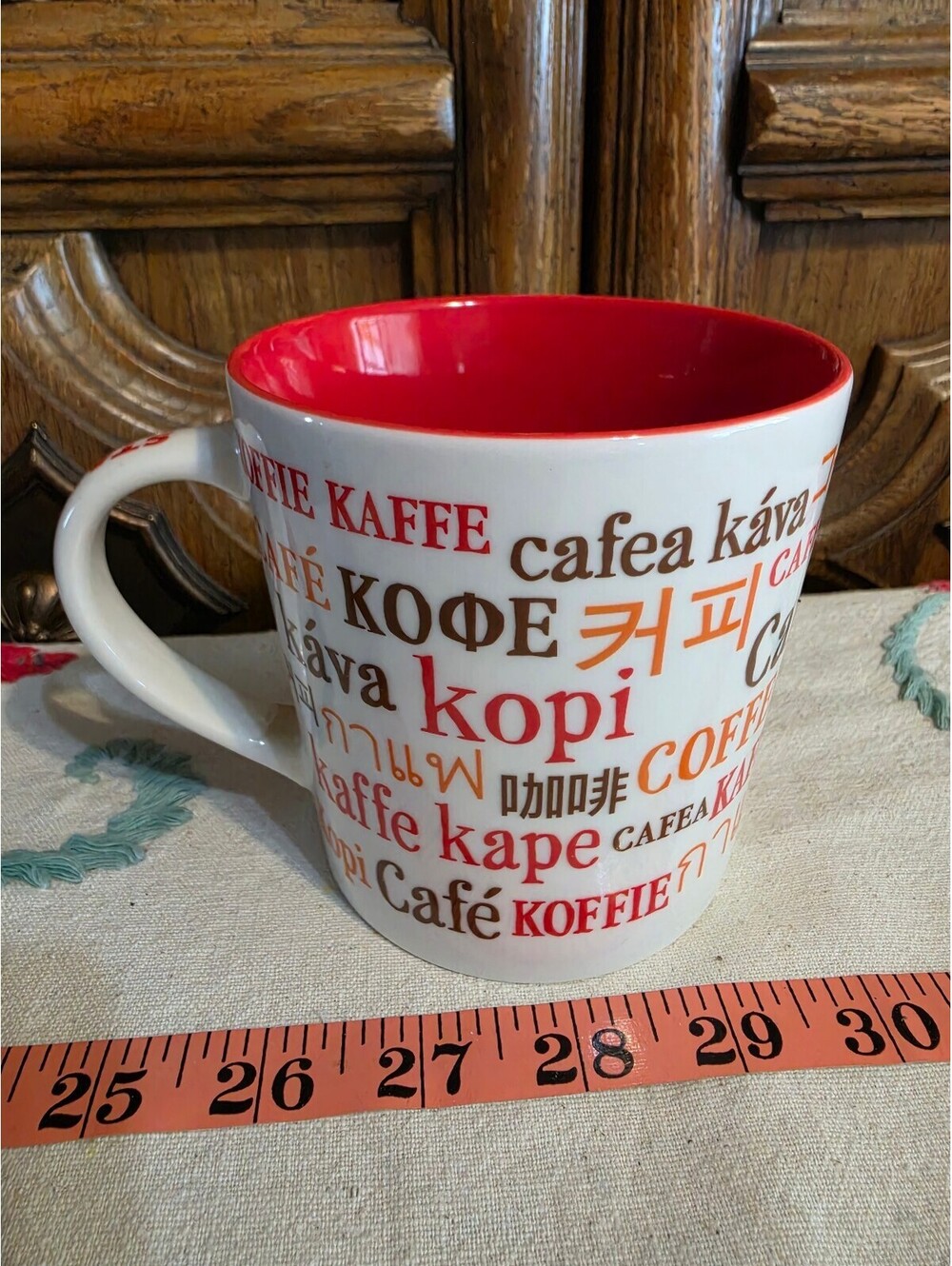 Starbucks 2008 Coffee Languages Mug Red Interior